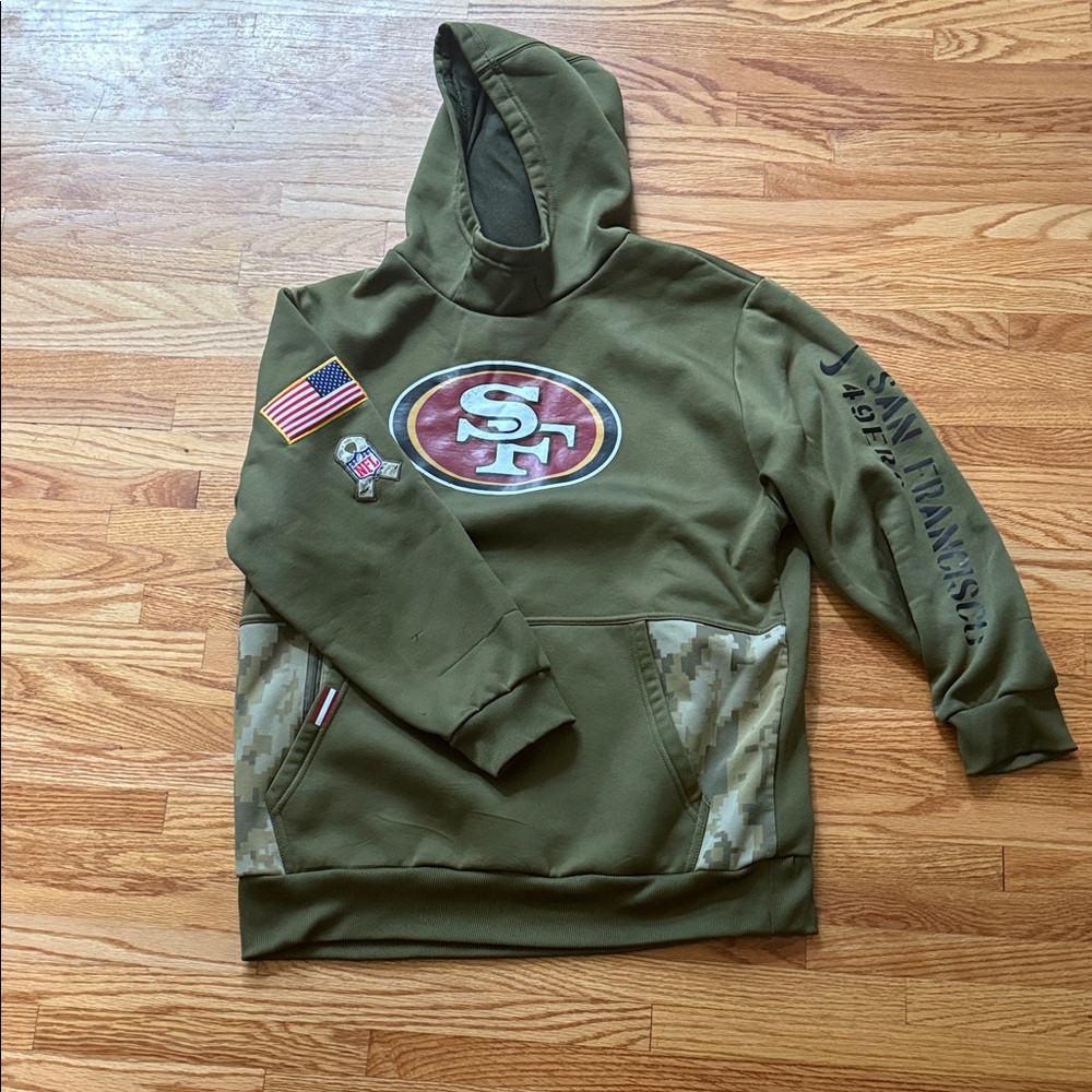 Nike Kids Olive Hoodie with Logo and Patch